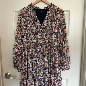 Express Multicolor Floral Long Sleeve Dress